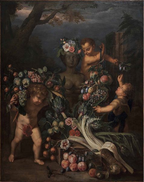 Scuola del XVII secolo Natura morta con composizioni di fiori e putti  - Asta Old Masters - Associazione Nazionale - Case d'Asta italiane