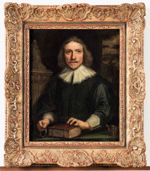 Tiberio Tinelli, Attribuito a : Ritratto di gentiluomo con libro e clessidra  - Asta Old Masters - Associazione Nazionale - Case d'Asta italiane