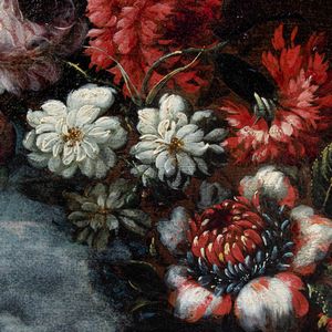 Scuola romana del XVII secolo Cristo fanciullo con globo entro ghirlanda di fiori  - Asta Old Masters - Associazione Nazionale - Case d'Asta italiane