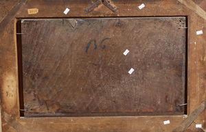 Carlo Antonio Procaccini (1571 Bologna - 1630 Bologna) e Bernardo Strozzi (1581 Genova - 1644 Venezia) Villici in un paesaggio entro ghirlanda di fiori  - Asta Old Masters - Associazione Nazionale - Case d'Asta italiane