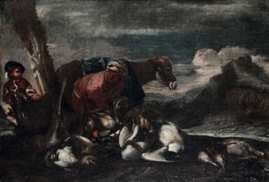 Giovanni Benedetto Castiglione  detto il Grechetto - Villici con cacciagione