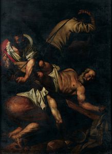 Michelangelo Merisi detto Caravaggio, copia da : Crocifissione di San Pietro  - Asta Old Masters - Associazione Nazionale - Case d'Asta italiane