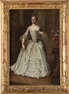 Pietro Longhi, Cerchia di : Ritratto di dama in un interno  - Asta Old Masters - Associazione Nazionale - Case d'Asta italiane