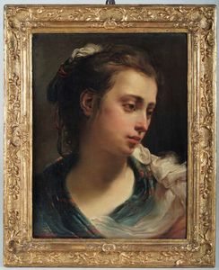 Gaetano Gandolfi : Busto di fanciulla di tre quarti, con i capelli raccolti<BR>  - Asta Old Masters - Associazione Nazionale - Case d'Asta italiane