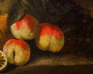 Scuola del XVIII secolo Natura morta con frutta, limoni e fiori  - Asta Old Masters - Associazione Nazionale - Case d'Asta italiane
