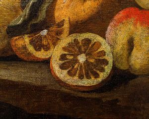 Scuola del XVIII secolo Natura morta con frutta, limoni e fiori  - Asta Old Masters - Associazione Nazionale - Case d'Asta italiane