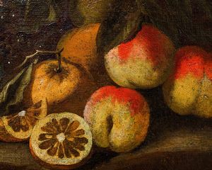 Scuola del XVIII secolo Natura morta con frutta, limoni e fiori  - Asta Old Masters - Associazione Nazionale - Case d'Asta italiane