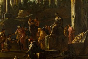 Giovanni Ghisolfi : Paesaggio con rovine e figure  - Asta Old Masters - Associazione Nazionale - Case d'Asta italiane