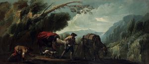 Marco Ricci - Paesaggio alpestre con muli