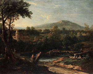 Francesco Zuccarelli (1702 - 1778) Paesaggio fluviale con pastori e armenti  - Asta Old Masters - Associazione Nazionale - Case d'Asta italiane