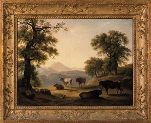 Hendrik Voogd : Paesaggio con pastore e armenti  - Asta Old Masters - Associazione Nazionale - Case d'Asta italiane