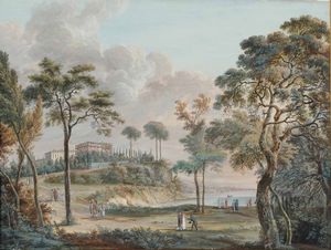 Francesco Caccianiga, nei modi di : Paesaggi con architetture e figure  - Asta Old Masters - Associazione Nazionale - Case d'Asta italiane