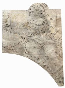 Scuola genovese del XVI secolo Studi per lunette con figure allegoriche  - Asta Old Masters - Associazione Nazionale - Case d'Asta italiane