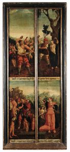 Scuola di Bruxelles del XVI secolo Storie di Santa Eremenziana martire con ritratto di committente  - Asta Old Masters - Associazione Nazionale - Case d'Asta italiane