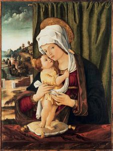 Benedetto Montagna - Madonna con Bambino su sfondo di paesaggio