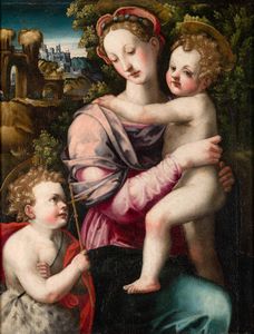 Michele Tosini detto Michele di Ridolfo del Ghirlandaio - Madonna con Bambino e San Giovannino
