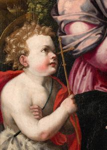 Michele Tosini detto Michele di Ridolfo del Ghirlandaio : Madonna con Bambino e San Giovannino  - Asta Old Masters - Associazione Nazionale - Case d'Asta italiane