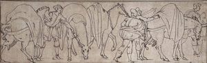 Ercole Setti - Fregio con cavalli e stallieri