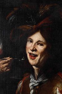 Scuola olandese del XVII secolo Scena di genere con giovane suonatore e donne  - Asta Old Masters - Associazione Nazionale - Case d'Asta italiane