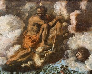 Scuola ferrarese del XVII secolo Il paradiso in terra o l�et� dell�oro  - Asta Old Masters - Associazione Nazionale - Case d'Asta italiane