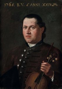 Scuola lombarda del XVIII secolo Ritratto di musicista  - Asta Old Masters - Associazione Nazionale - Case d'Asta italiane