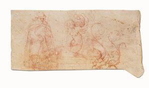 Scuola francese del XVII secolo S. Luigi dei Francesi<BR>Studi di figure e decori a grottesche  - Asta Old Masters - Associazione Nazionale - Case d'Asta italiane