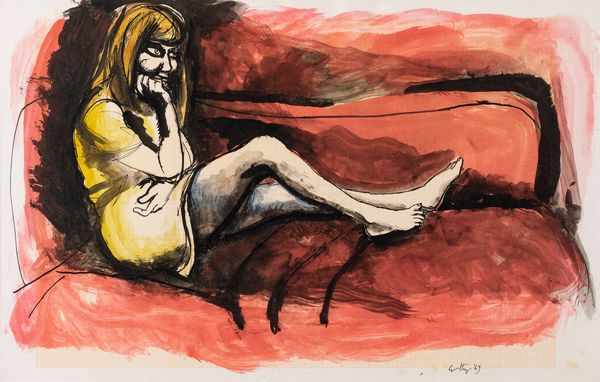 Renato Guttuso : Donna sdraiata su fondo rosso  - Asta Arte Moderna e Contemporanea - Associazione Nazionale - Case d'Asta italiane