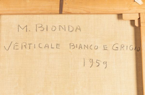 Mario Bionda : Verticale bianco e grigio  - Asta Arte Moderna e Contemporanea - Associazione Nazionale - Case d'Asta italiane