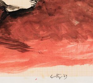 Renato Guttuso : Donna sdraiata su fondo rosso  - Asta Arte Moderna e Contemporanea - Associazione Nazionale - Case d'Asta italiane