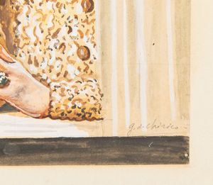 Giorgio de Chirico : Femme avec une sigarette, rideau et fruits  - Asta Arte Moderna e Contemporanea - Associazione Nazionale - Case d'Asta italiane