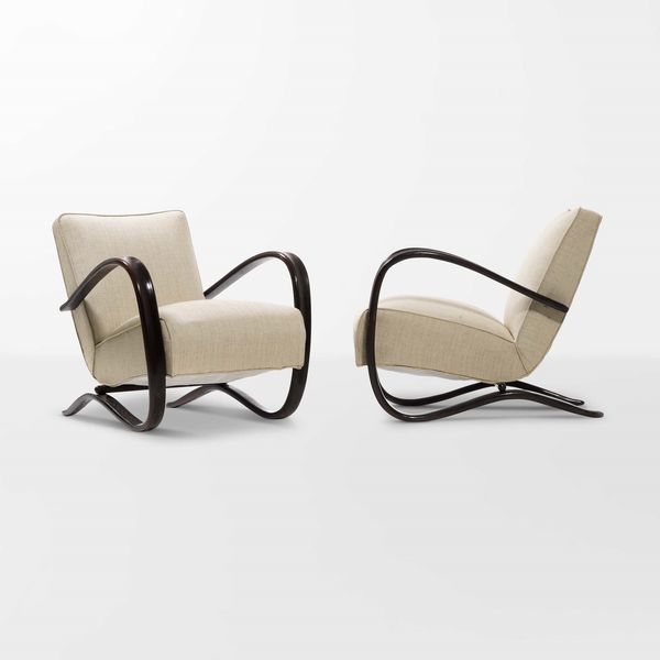 Jindrich Halabala : Coppia di poltrone modello H269  - Asta Design - Associazione Nazionale - Case d'Asta italiane
