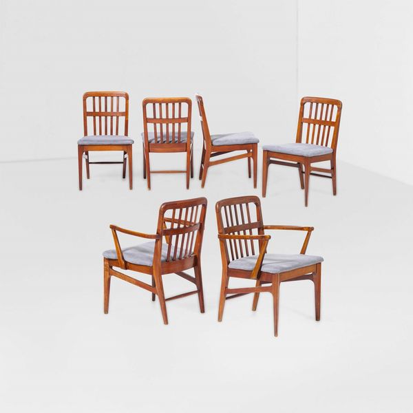 Gruppo di quattro sedie e due capotavola  - Asta Design - Associazione Nazionale - Case d'Asta italiane