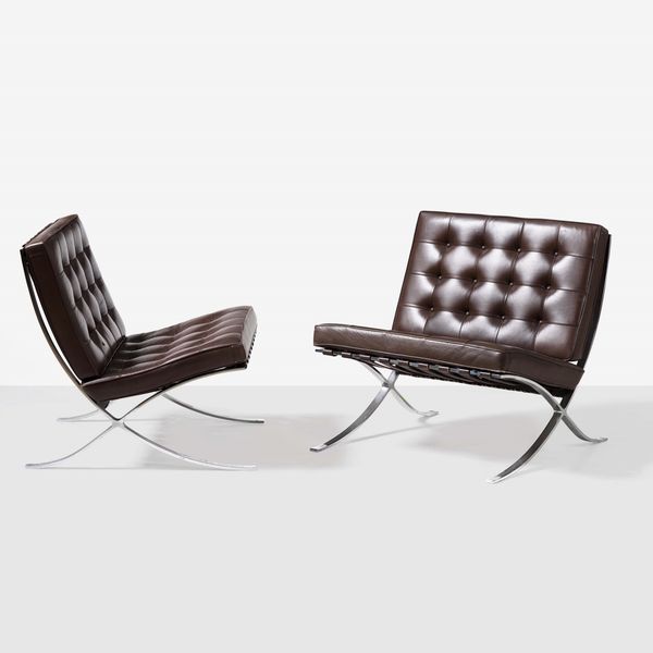 LUDWIG MIES VAN DER ROHE : Due poltrone mod. MR90 Barcelona  - Asta Design - Associazione Nazionale - Case d'Asta italiane