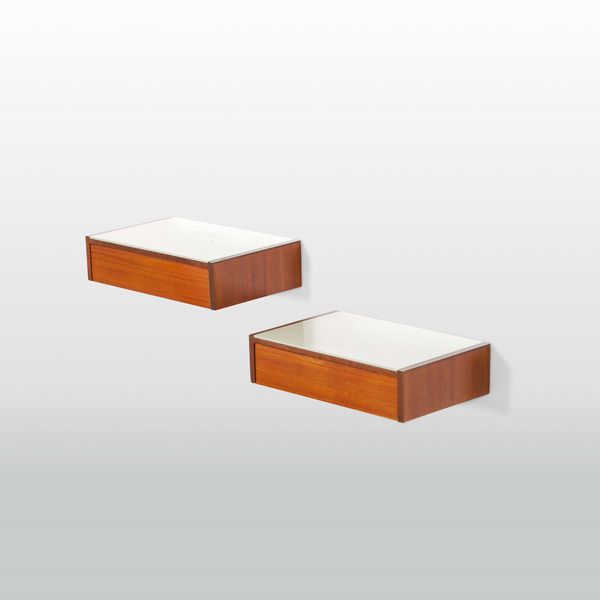 Vittorio Martinuzzi : Coppia di comodini a parete  - Asta Design - Associazione Nazionale - Case d'Asta italiane