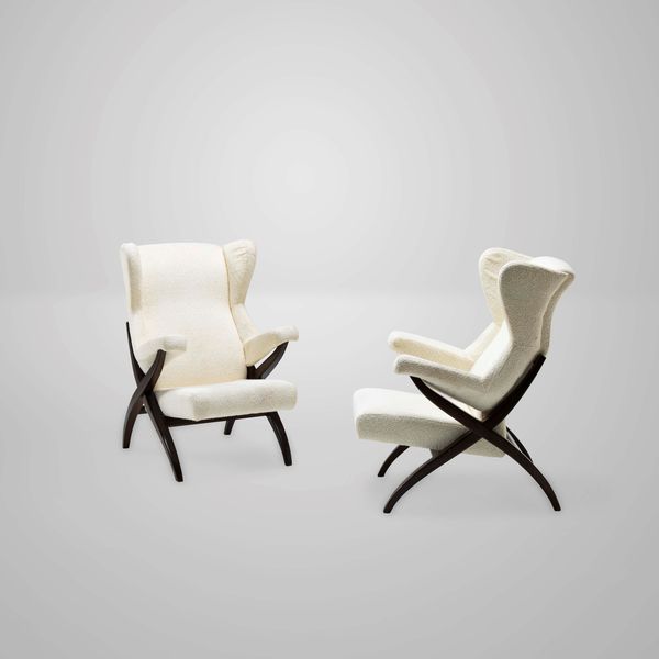 FRANCO ALBINI : Coppia di poltrone mod. Fiorenza  - Asta Design - Associazione Nazionale - Case d'Asta italiane