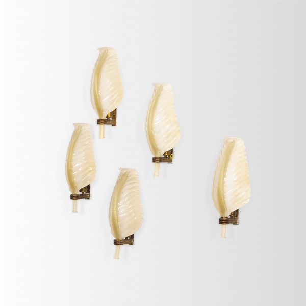 VENINI : Cinque lampade a parete  - Asta Design - Associazione Nazionale - Case d'Asta italiane