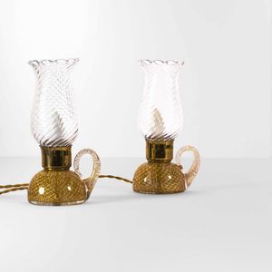 Archimede Seguso : Coppia di lampade da tavolo  - Asta Design - Associazione Nazionale - Case d'Asta italiane