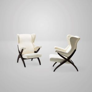 FRANCO ALBINI - Coppia di poltrone mod. Fiorenza