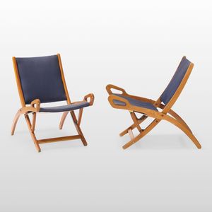 GIO PONTI - Coppia di poltrone pieghevoli mod. Ninfea