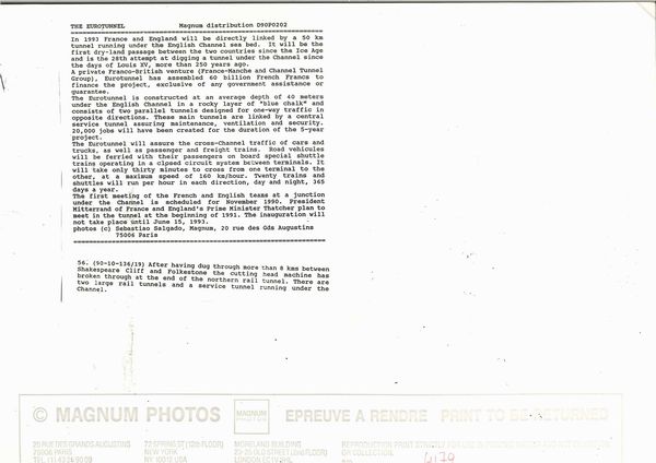 Sebastião Salgado : The Eurotunnel, dalla serie �Workers�  - Asta Fotografia e multipli d'artista - Associazione Nazionale - Case d'Asta italiane