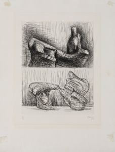Henry Moore : Two pieces reclining  - Asta Fotografia e multipli d'artista - Associazione Nazionale - Case d'Asta italiane
