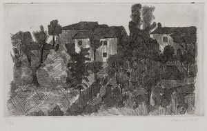 Giorgio Morandi : Il poggio di sera  - Asta Fotografia e multipli d'artista - Associazione Nazionale - Case d'Asta italiane