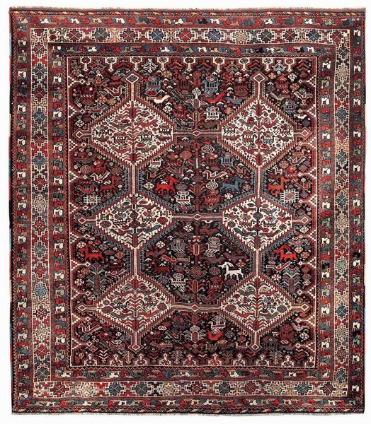 Tappeto Khams, sud Persia ultimo quarto XIX secolo  - Asta Tappeti Antichi - Associazione Nazionale - Case d'Asta italiane