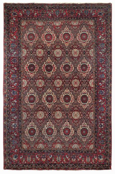 Elegante tappeto Kashan Dabir, Persia fine XIX inizio XX secolo  - Asta Tappeti Antichi - Associazione Nazionale - Case d'Asta italiane