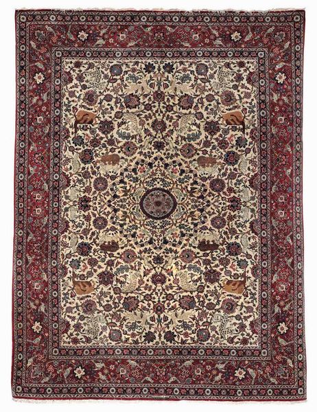 Particolare tappeto Kashan, Persia inizio XX secolo  - Asta Tappeti Antichi - Associazione Nazionale - Case d'Asta italiane
