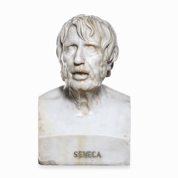 Seneca. Marmo bianco. Scultore romano dell�inizio del XIX secolo  - Asta Scultura e Oggetti d'Arte - Associazione Nazionale - Case d'Asta italiane