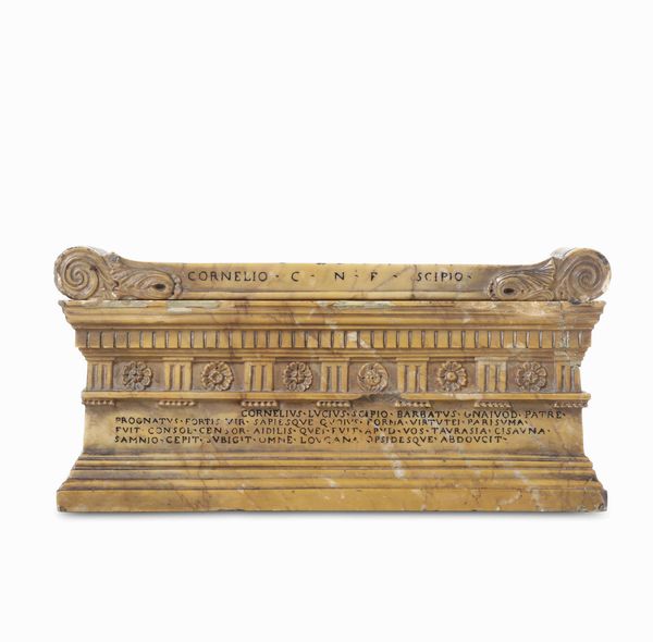 Tomba degli Scipioni. Marmo giallo antico. Ambito di Benedetto Boschetti, Roma 1820-1860 ca.  - Asta Scultura e Oggetti d'Arte - Associazione Nazionale - Case d'Asta italiane