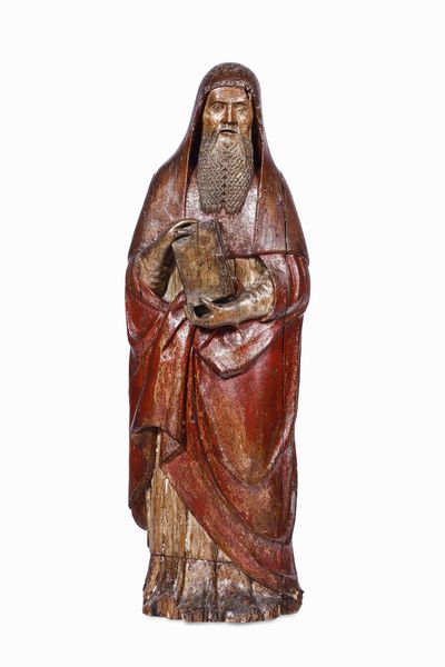 San Girolamo (?) Legno scolpito e dipinto Scultore di ambito lombardo operante nel XVI secolo prossimo a Matteo e Andrea Olivieri  - Asta Scultura e Oggetti d'Arte - Associazione Nazionale - Case d'Asta italiane