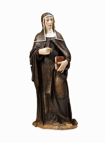 Santa Chiara e San Francesco d�Assisi. Terracotta dipinta. Giovanni Della Robbia (1469-1529). Firenze 1510-1520 ca.  - Asta Scultura e Oggetti d'Arte - Associazione Nazionale - Case d'Asta italiane