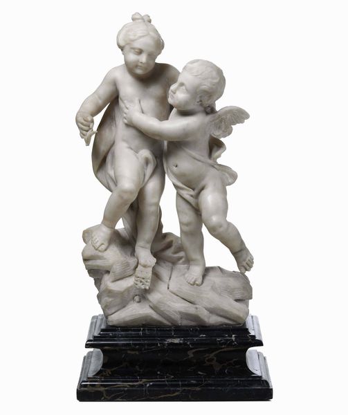 Amore e Psiche. Marmo bianco. Arte barocca italiana. Roma (?) XVII-XVIII secolo  - Asta Scultura e Oggetti d'Arte - Associazione Nazionale - Case d'Asta italiane